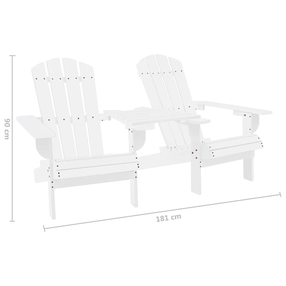 Patio Adirondack Chairs with Tea Table Solid Wood Fir White. Picture 5