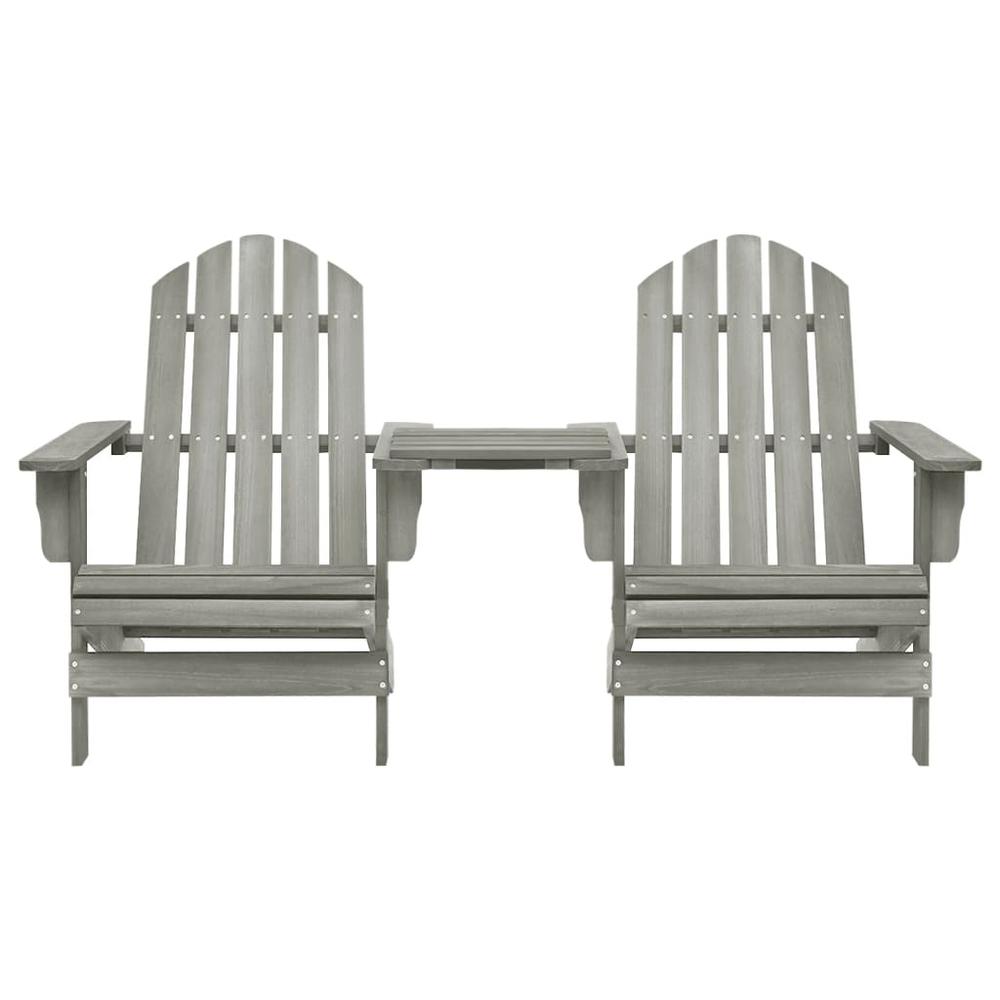 Patio Adirondack Chairs with Tea Table Solid Wood Fir Gray. Picture 1