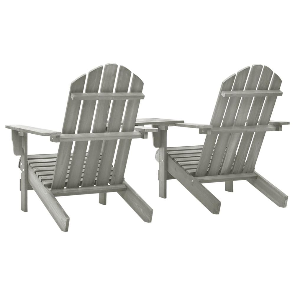 Patio Adirondack Chairs with Tea Table Solid Wood Fir Gray. Picture 3