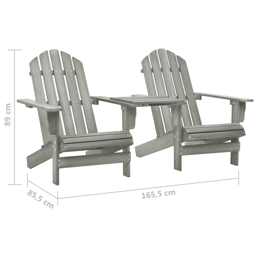 Patio Adirondack Chairs with Tea Table Solid Wood Fir Gray. Picture 5