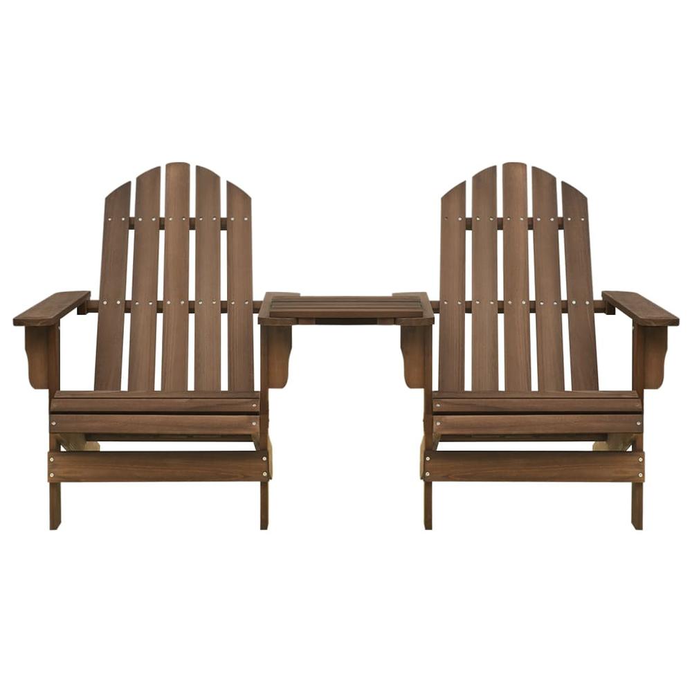 Patio Adirondack Chairs with Tea Table Solid Wood Fir Brown. Picture 1
