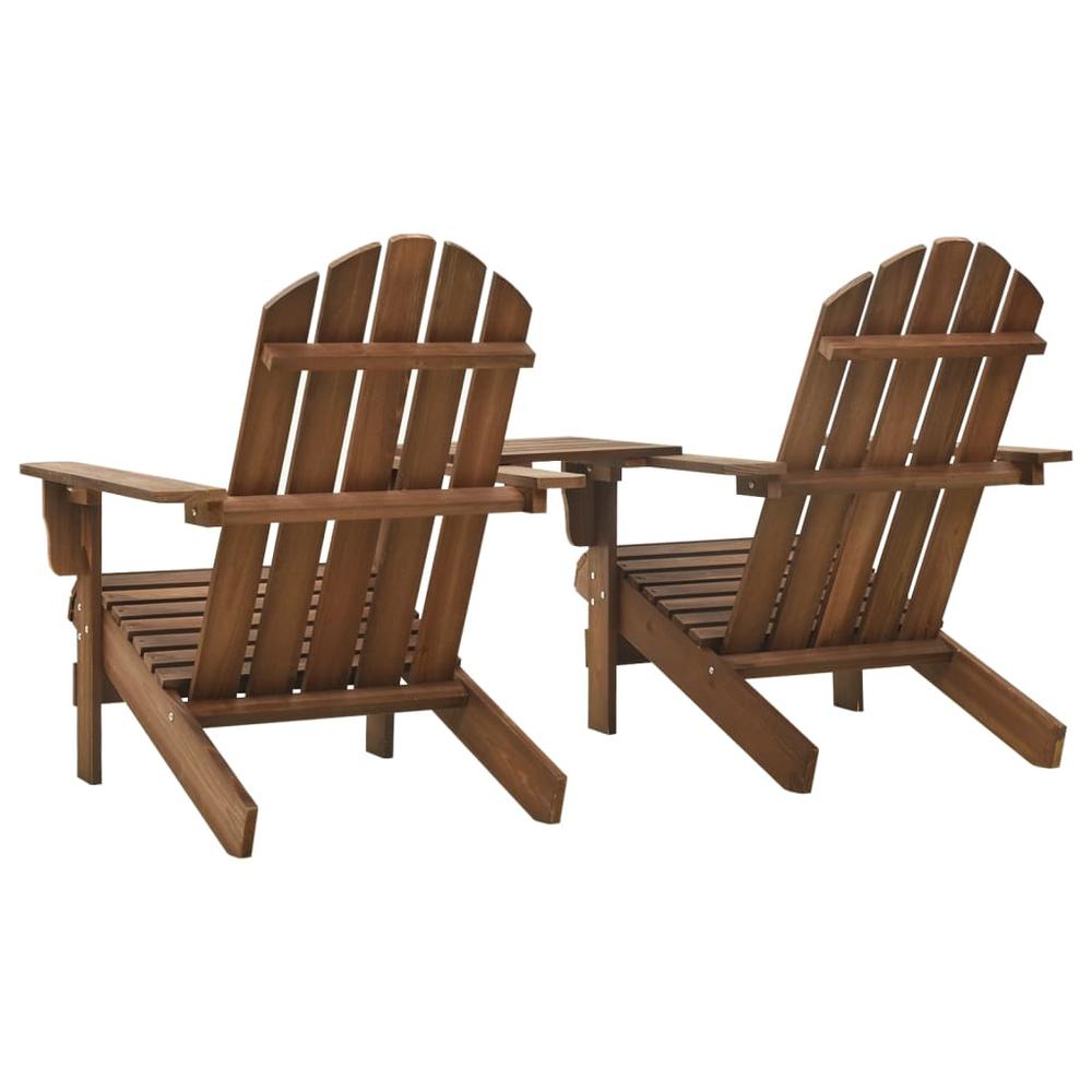 Patio Adirondack Chairs with Tea Table Solid Wood Fir Brown. Picture 3