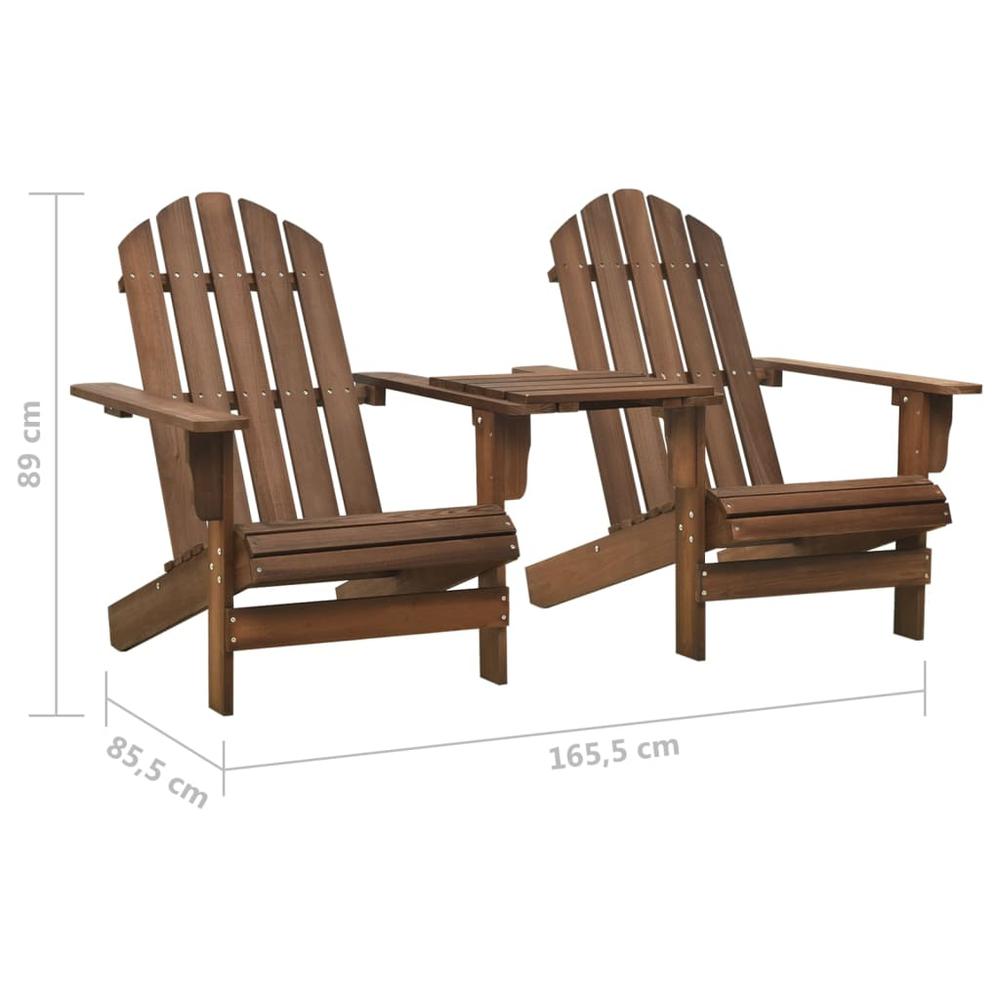 Patio Adirondack Chairs with Tea Table Solid Wood Fir Brown. Picture 5