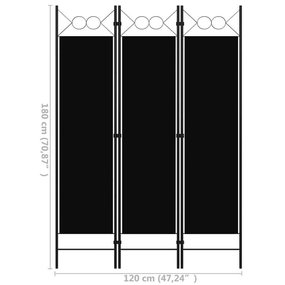 vidaXL 3-Panel Room Divider Black 47.2"x70.9". Picture 6