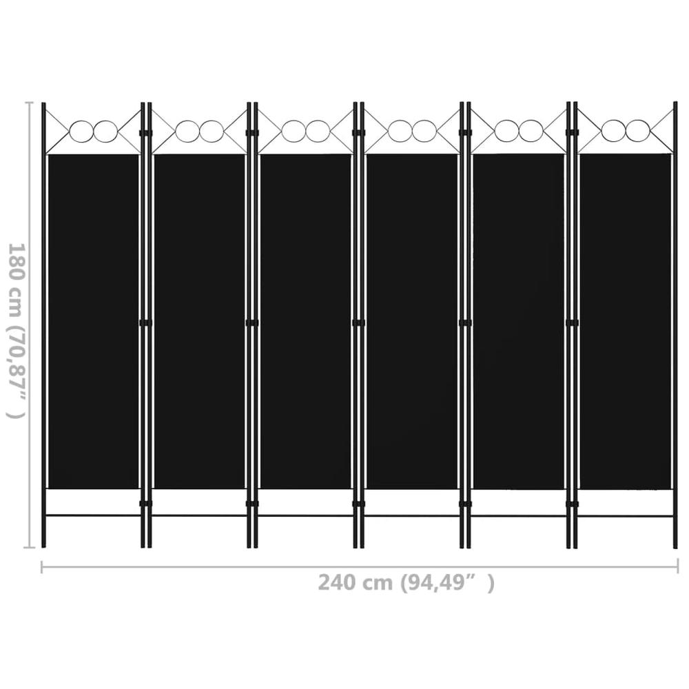 vidaXL 6-Panel Room Divider Black 94.5"x70.9". Picture 6