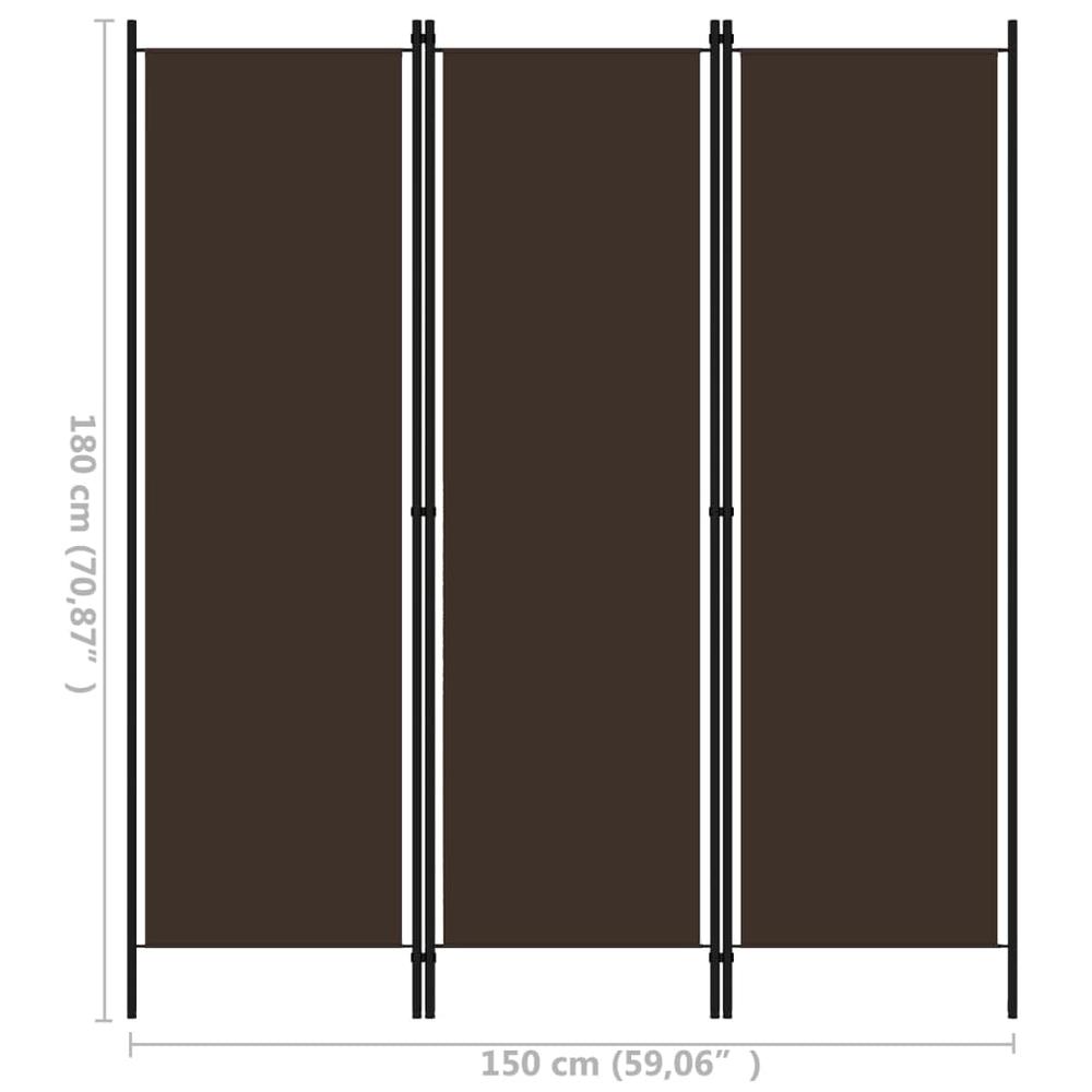 vidaXL 3-Panel Room Divider Brown 59.1"x70.9". Picture 6