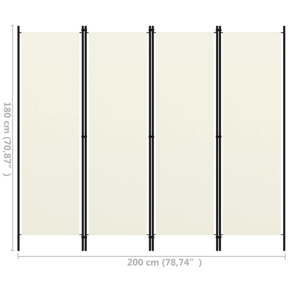 vidaXL 4-Panel Room Divider Cream White 78.7"x70.9". Picture 6