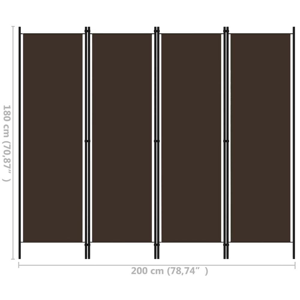 vidaXL 4-Panel Room Divider Brown 78.7"x70.9". Picture 6