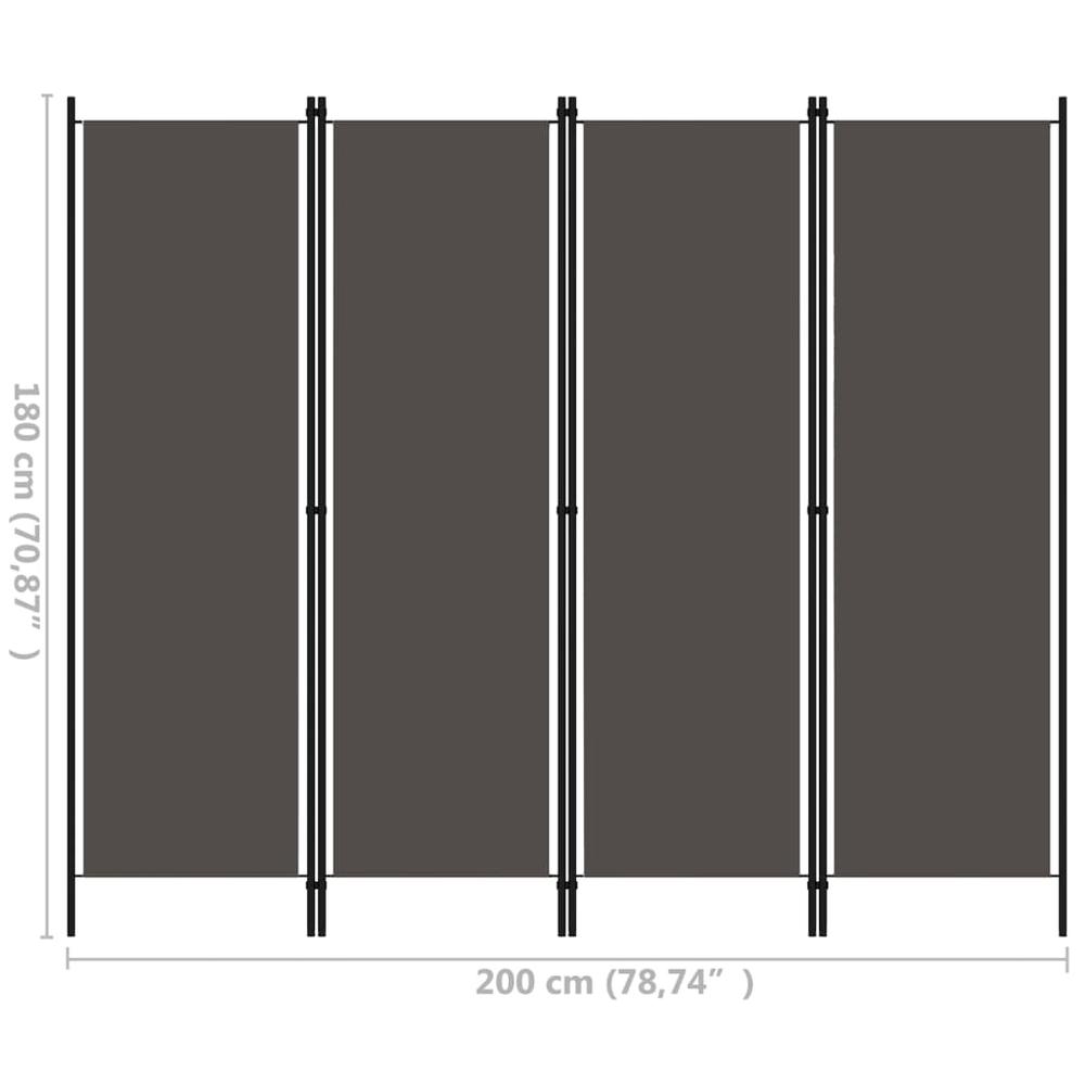 vidaXL 4-Panel Room Divider Anthracite 78.7"x70.9". Picture 6
