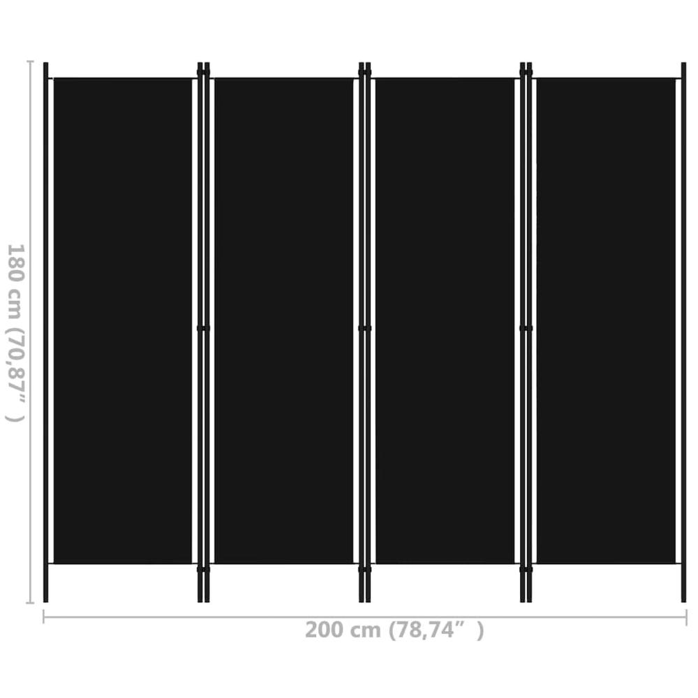 vidaXL 4-Panel Room Divider Black 78.7"x70.9". Picture 6