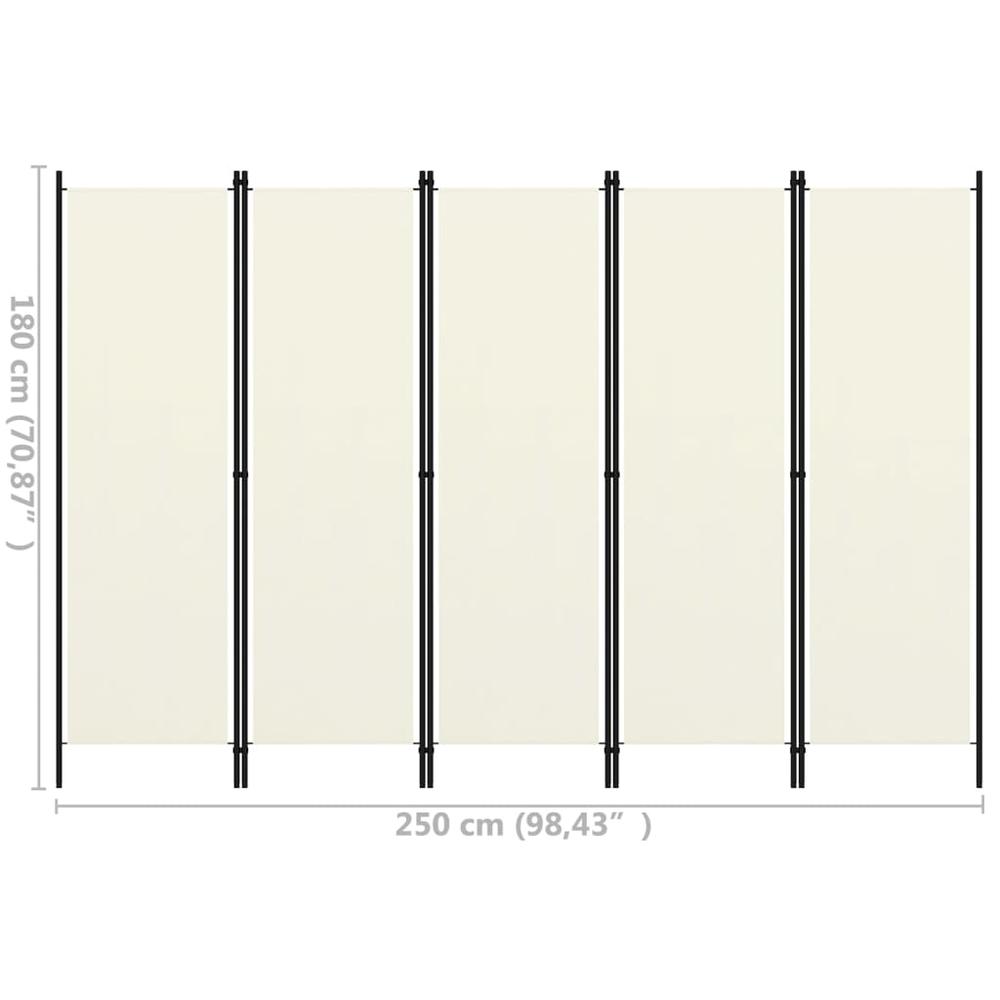 vidaXL 5-Panel Room Divider Cream White 98.4"x70.9". Picture 6