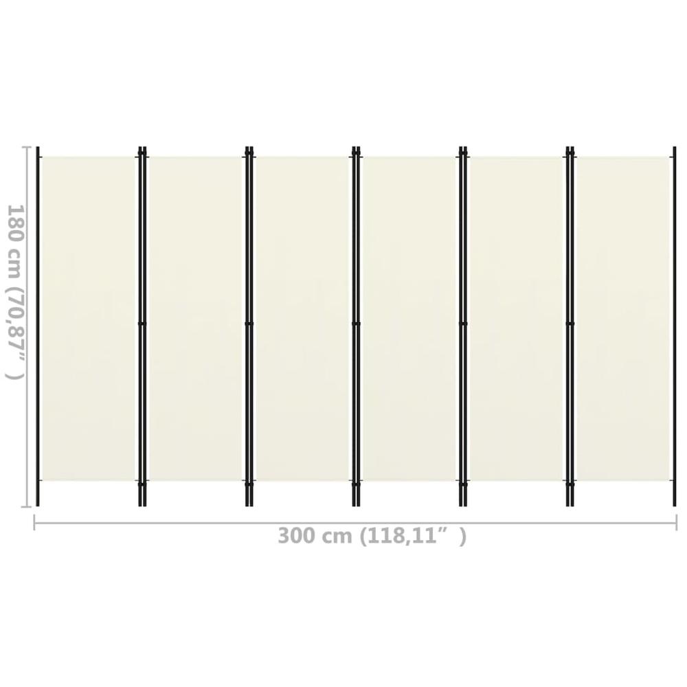 vidaXL 6-Panel Room Divider Cream White 118.1"x70.9". Picture 6