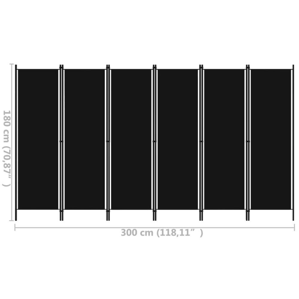 vidaXL 6-Panel Room Divider Black 118.1"x70.9". Picture 6