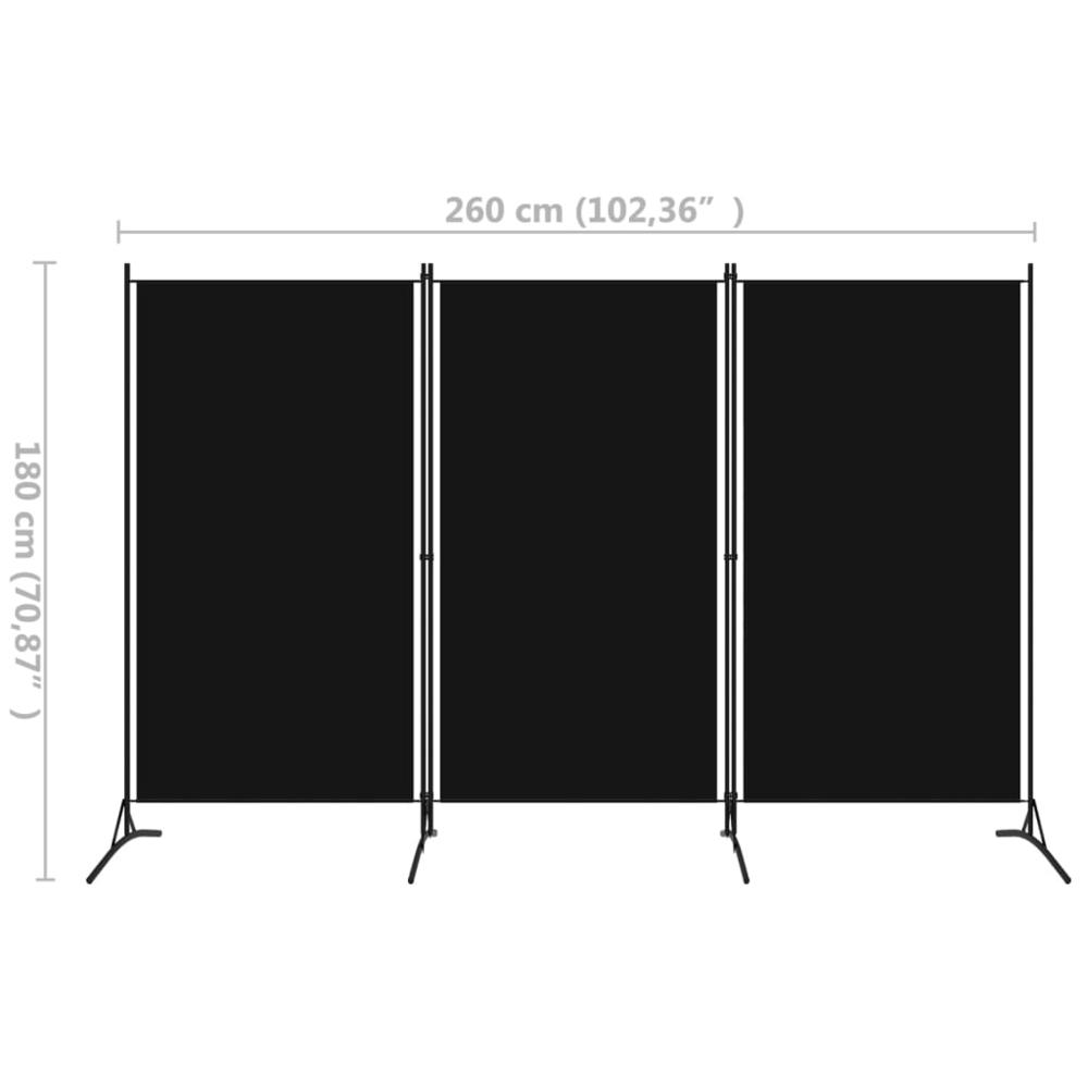 vidaXL 3-Panel Room Divider Black 102.4"x70.9". Picture 5