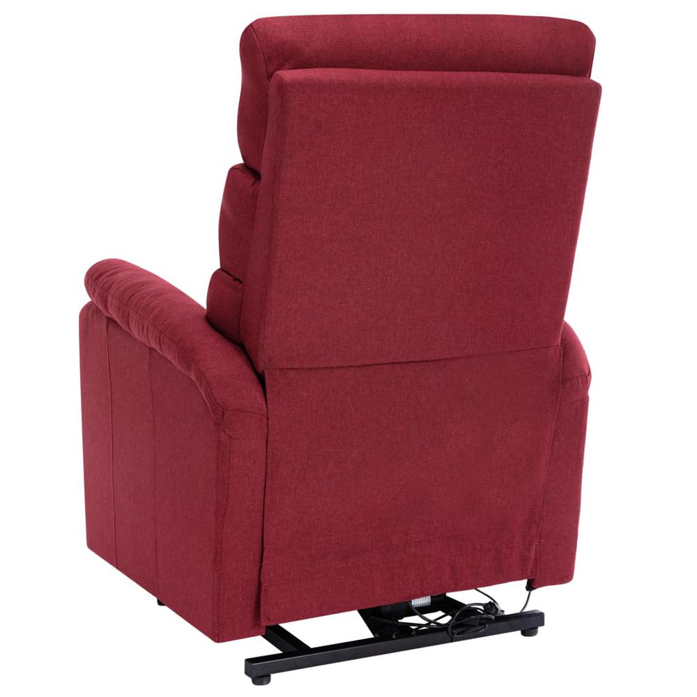 vidaXL Stand-up Massage Recliner Wine Red Fabric. Picture 6