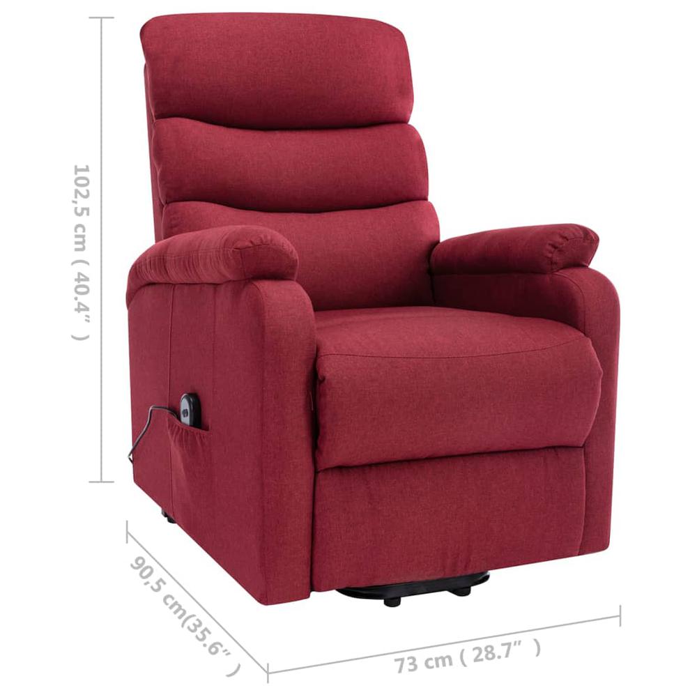 vidaXL Stand-up Massage Recliner Wine Red Fabric. Picture 8