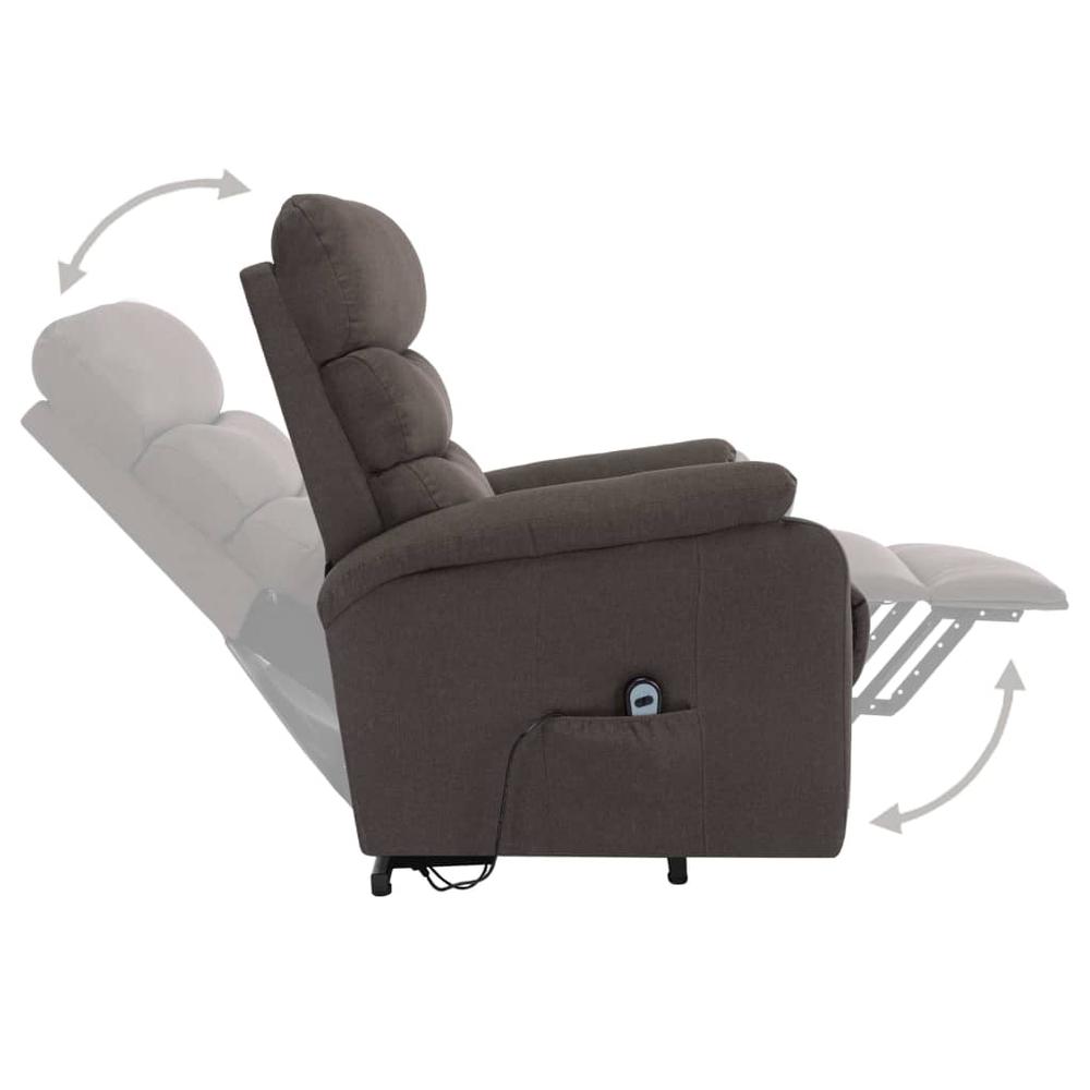 vidaXL Stand-up Massage Recliner Taupe Fabric. Picture 5