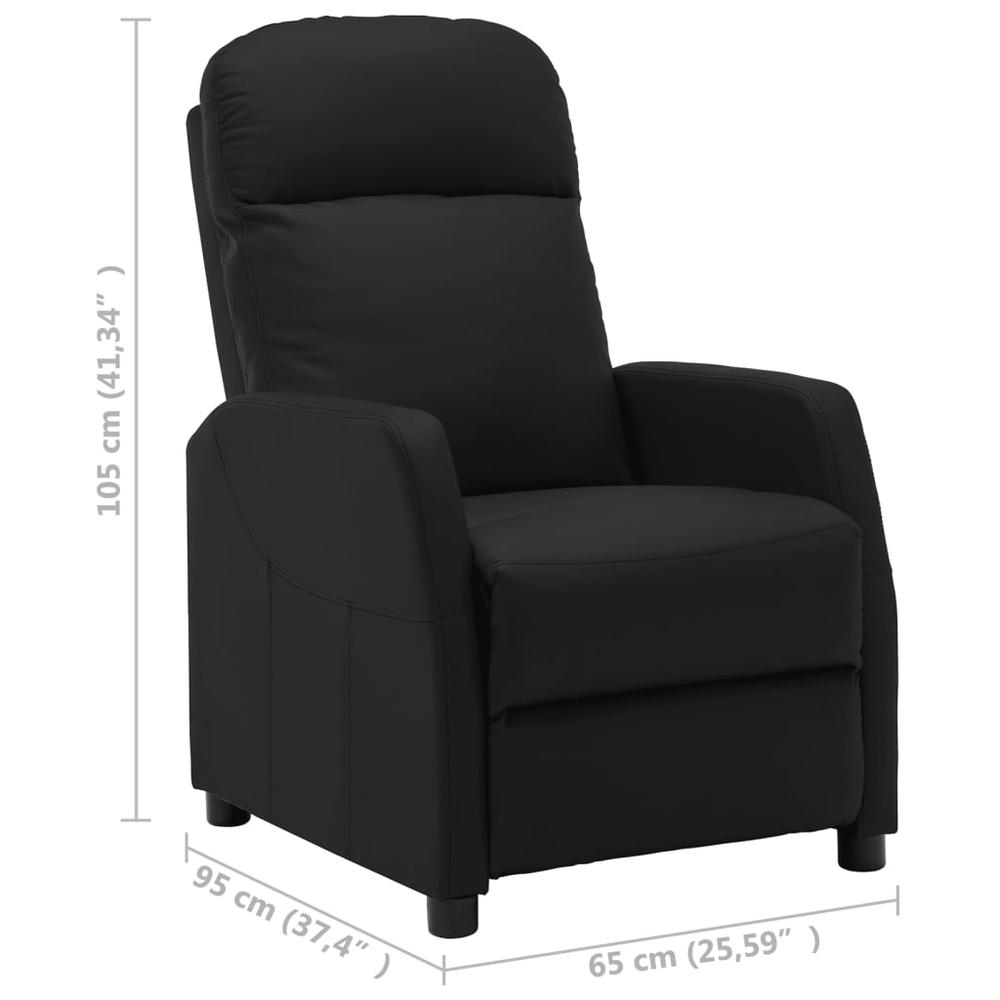 vidaXL Reclining Chair Black Faux Leather. Picture 6