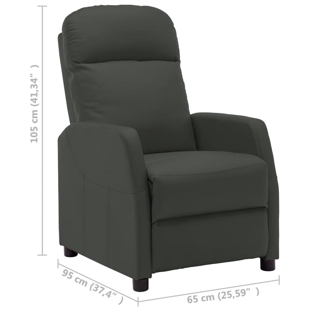 vidaXL Reclining Chair Anthracite Faux Leather. Picture 6