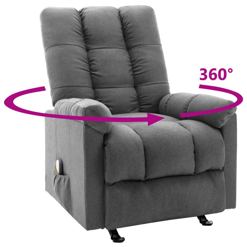 vidaXL Massage Reclining Chair Light Gray Fabric, 321410. Picture 6