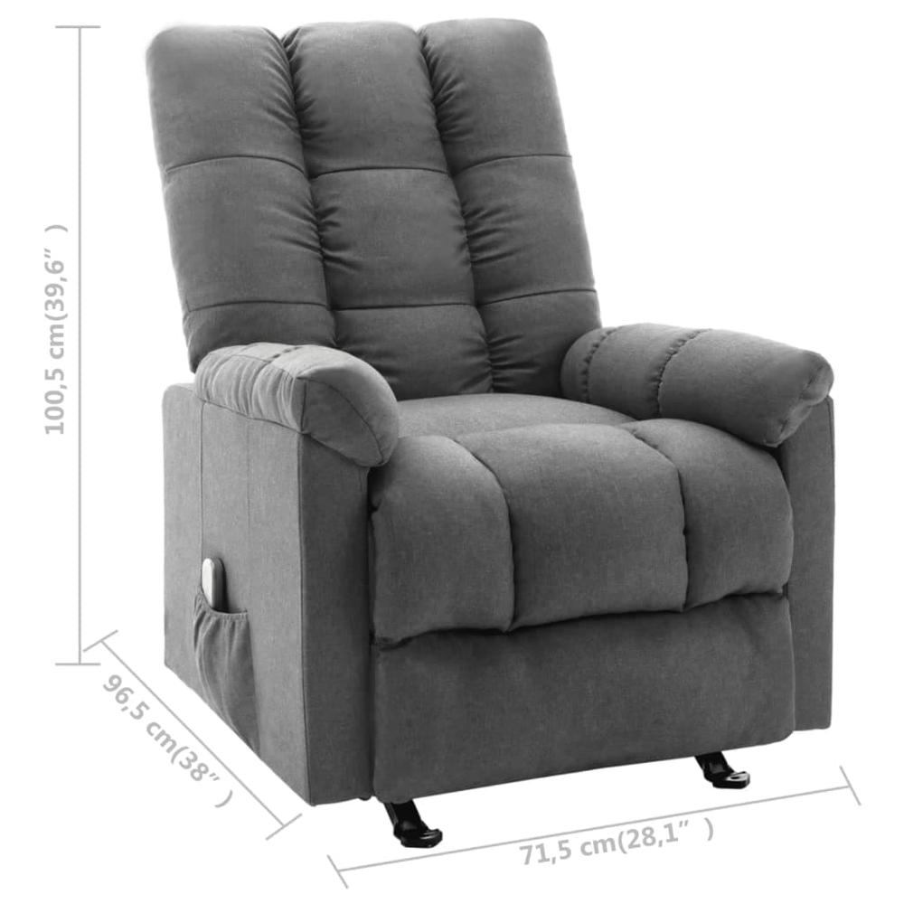 vidaXL Massage Reclining Chair Light Gray Fabric, 321410. Picture 9