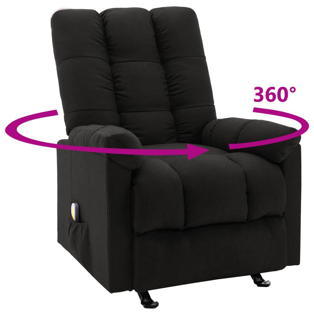 vidaXL Massage Reclining Chair Black Fabric. Picture 6
