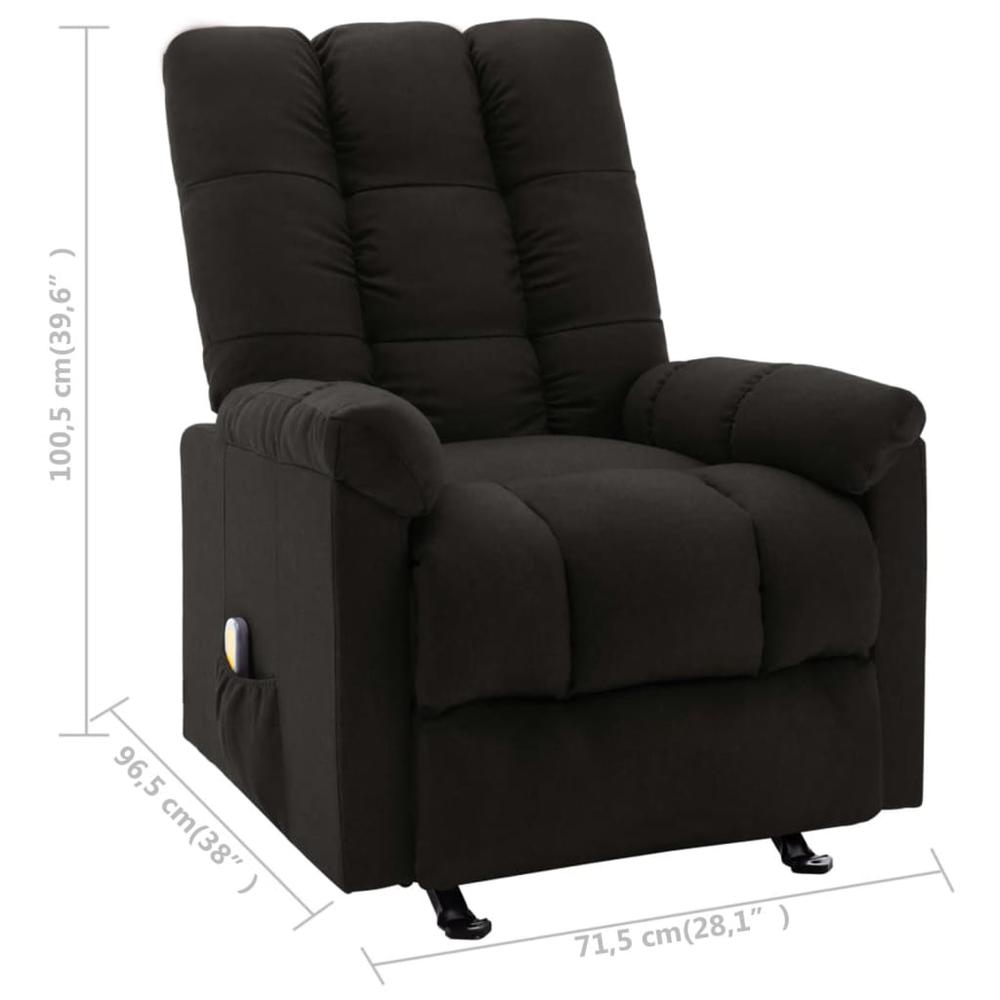 vidaXL Massage Reclining Chair Black Fabric. Picture 9
