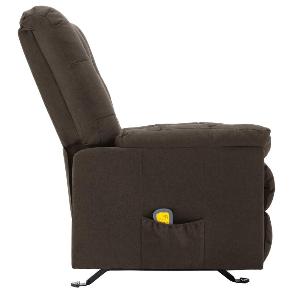 vidaXL Massage Reclining Chair Dark Brown Fabric, 321415. Picture 5