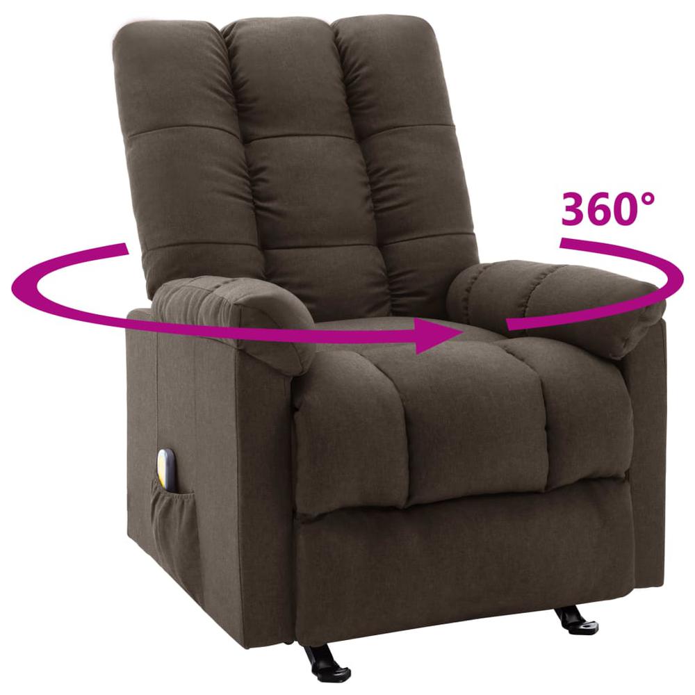 vidaXL Massage Reclining Chair Dark Brown Fabric, 321415. Picture 6