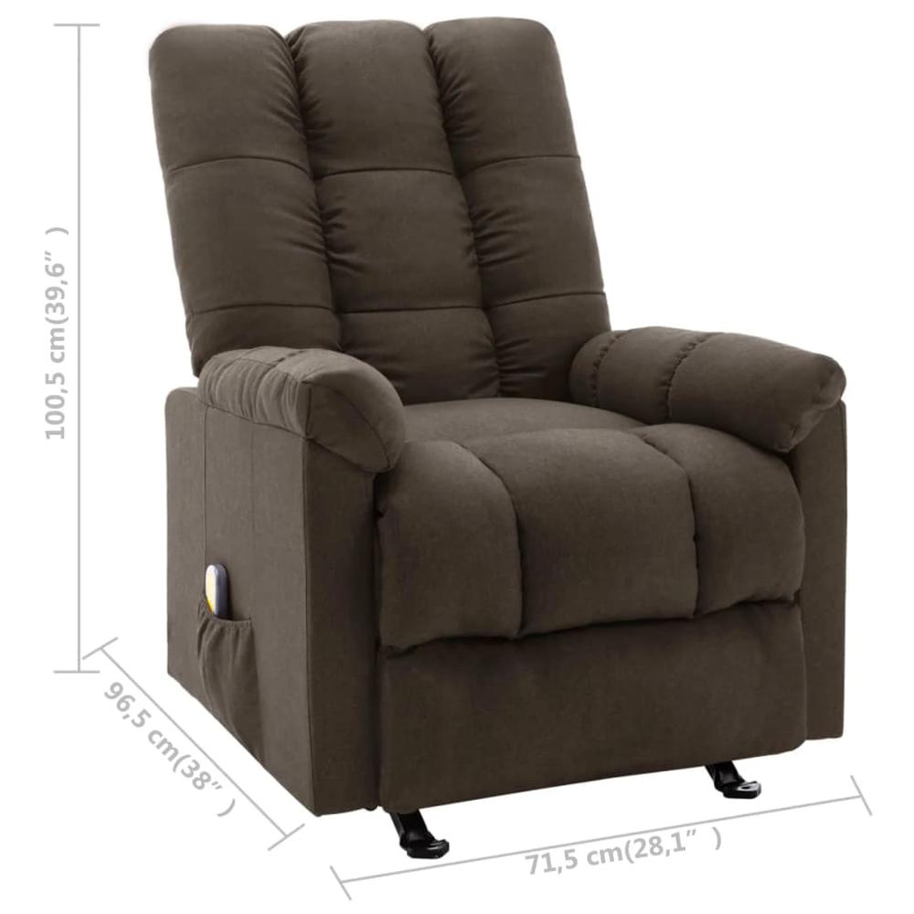 vidaXL Massage Reclining Chair Dark Brown Fabric, 321415. Picture 9