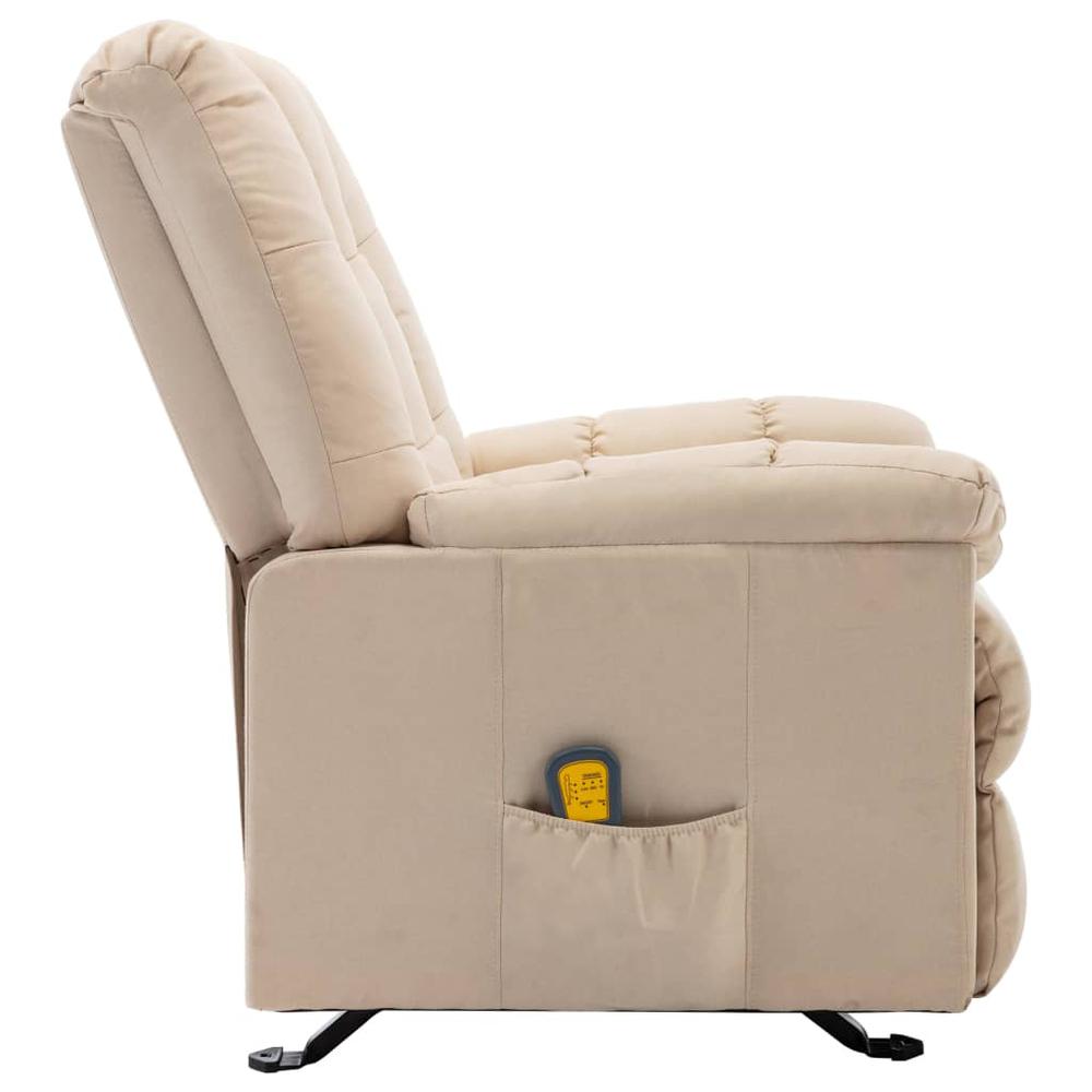 vidaXL Massage Reclining Chair Cream Fabric, 321419. Picture 5