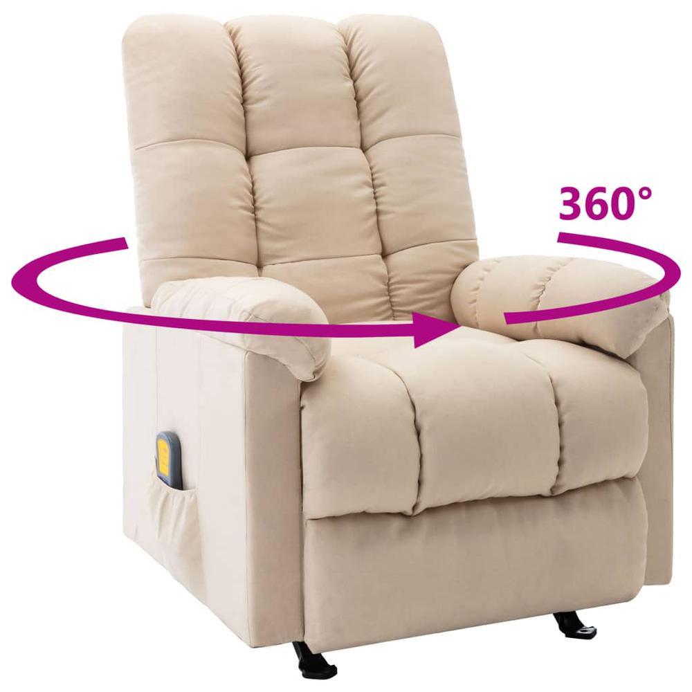 vidaXL Massage Reclining Chair Cream Fabric, 321419. Picture 6