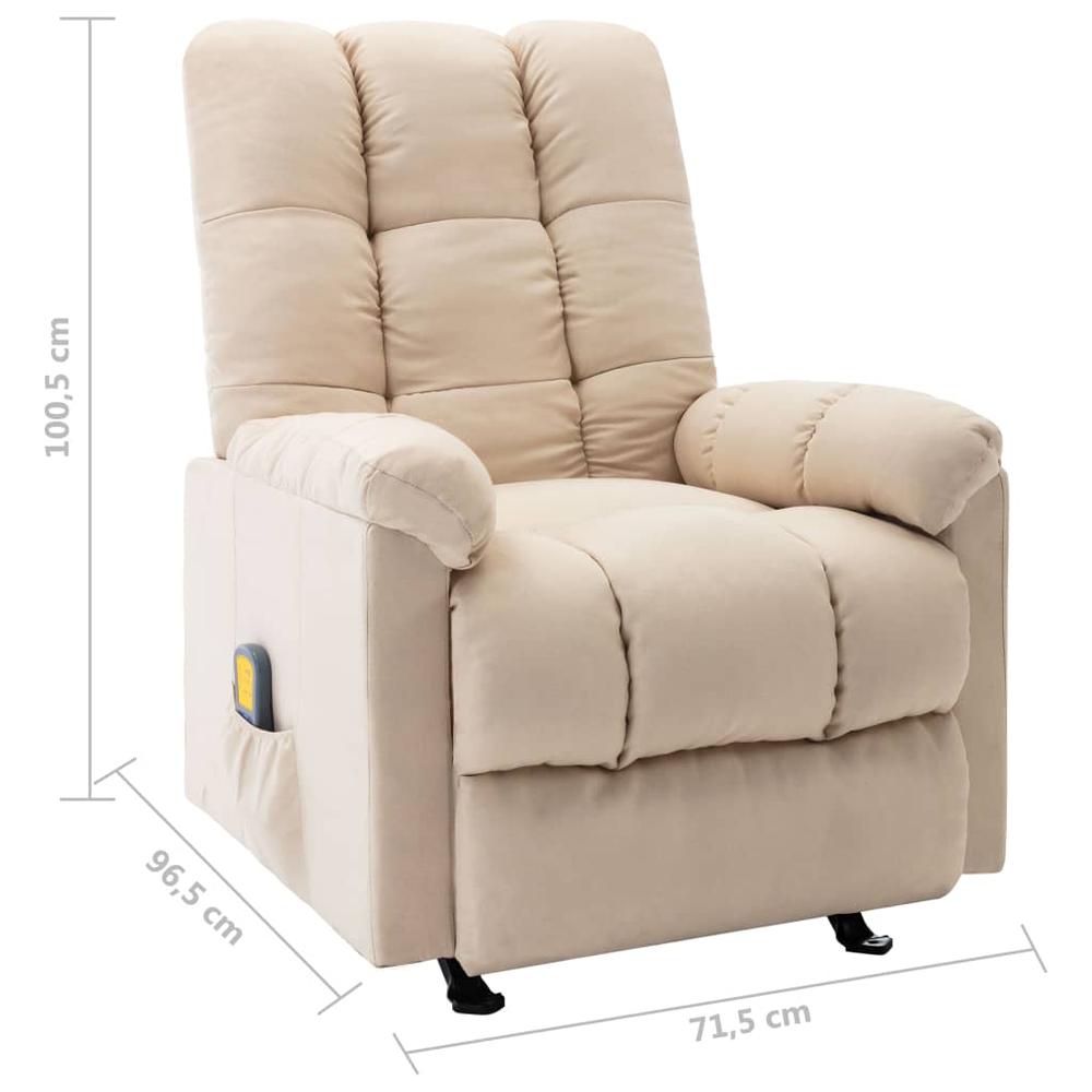 vidaXL Massage Reclining Chair Cream Fabric, 321419. Picture 9