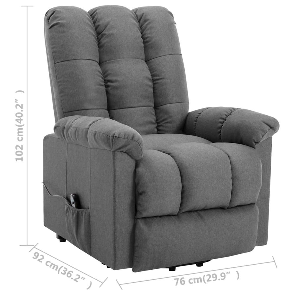 vidaXL Stand-up Recliner Light Gray Fabric. Picture 8