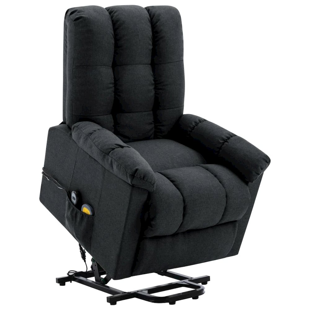 Power Lift Massage Recliner Dark Gray Fabric. Picture 8