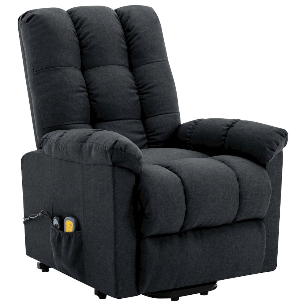 Power Lift Massage Recliner Dark Gray Fabric. Picture 1