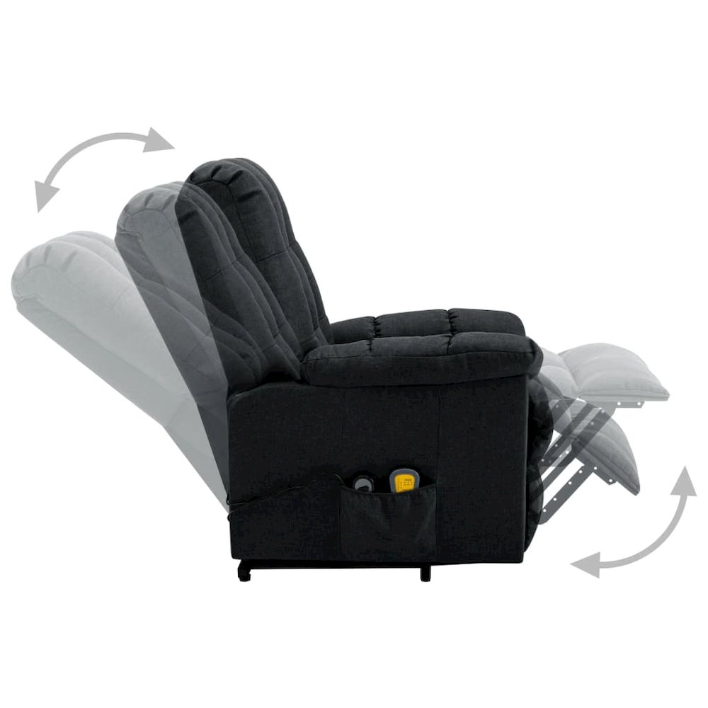 Power Lift Massage Recliner Dark Gray Fabric. Picture 4