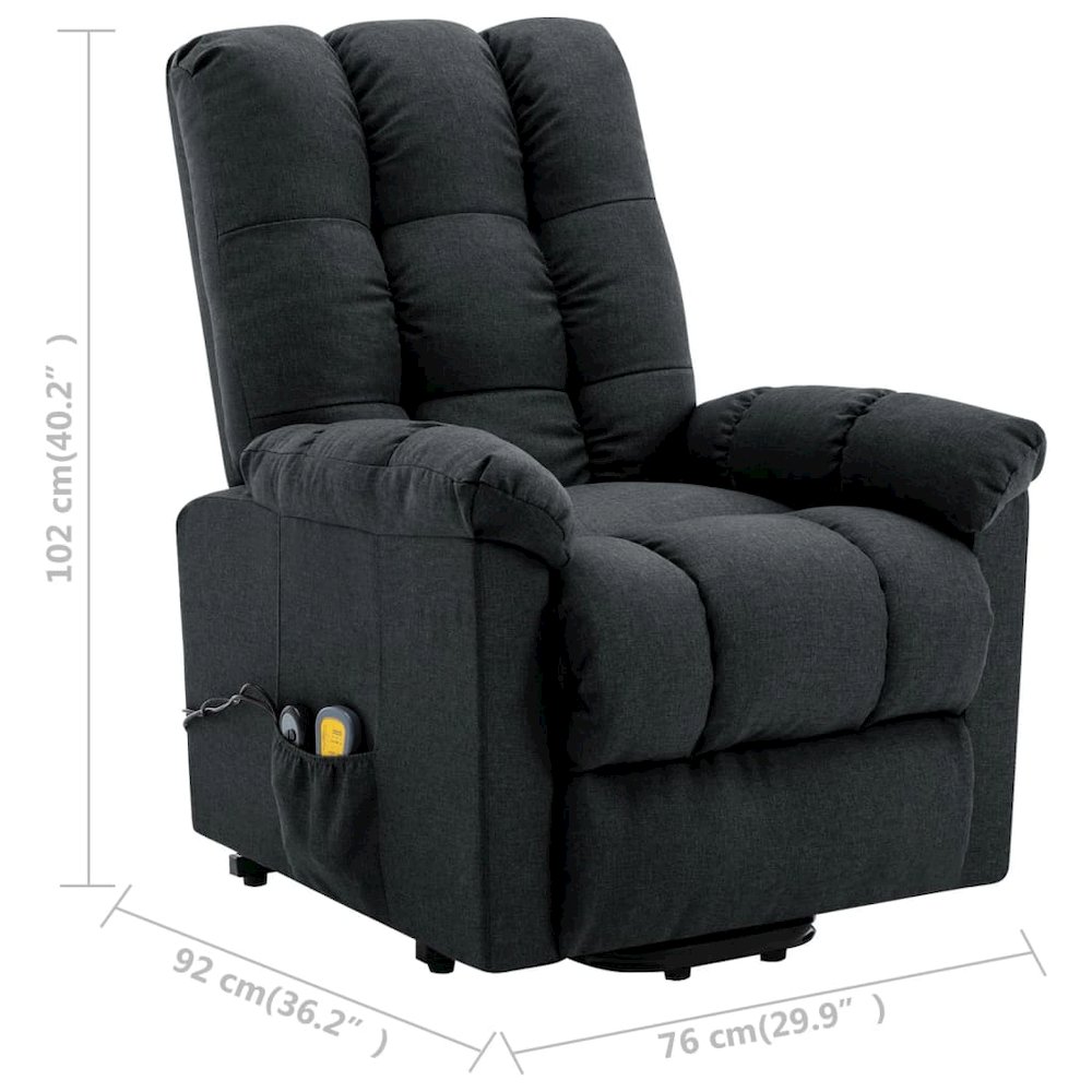 Power Lift Massage Recliner Dark Gray Fabric. Picture 8