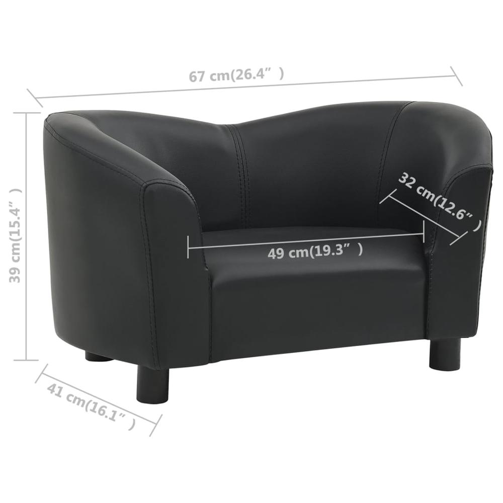vidaXL Dog Sofa Black 26.4"x16.1"x15.4" Faux Leather. Picture 8