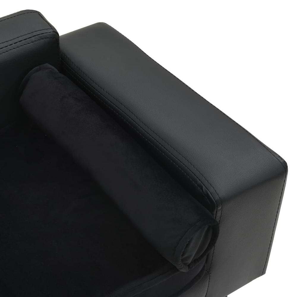 Dog Sofa Black 31.9"x16.9"x12.2" Plush and Faux Leather. Picture 4