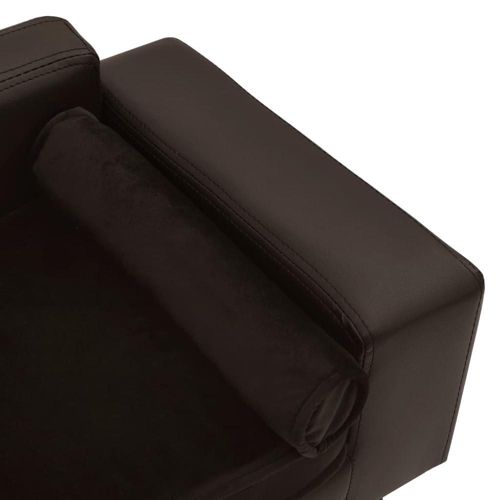 vidaXL Dog Sofa Brown 31.9"x16.9"x12.2" Plush and Faux Leather. Picture 6