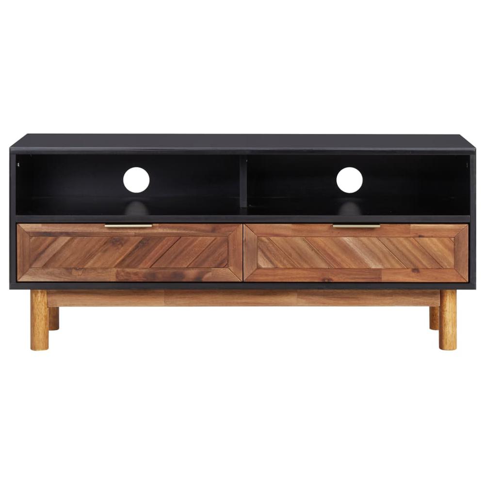 vidaXL TV Cabinet 39.4"x13.8"x17.7" Solid Acacia Wood and MDF, 289903. Picture 2