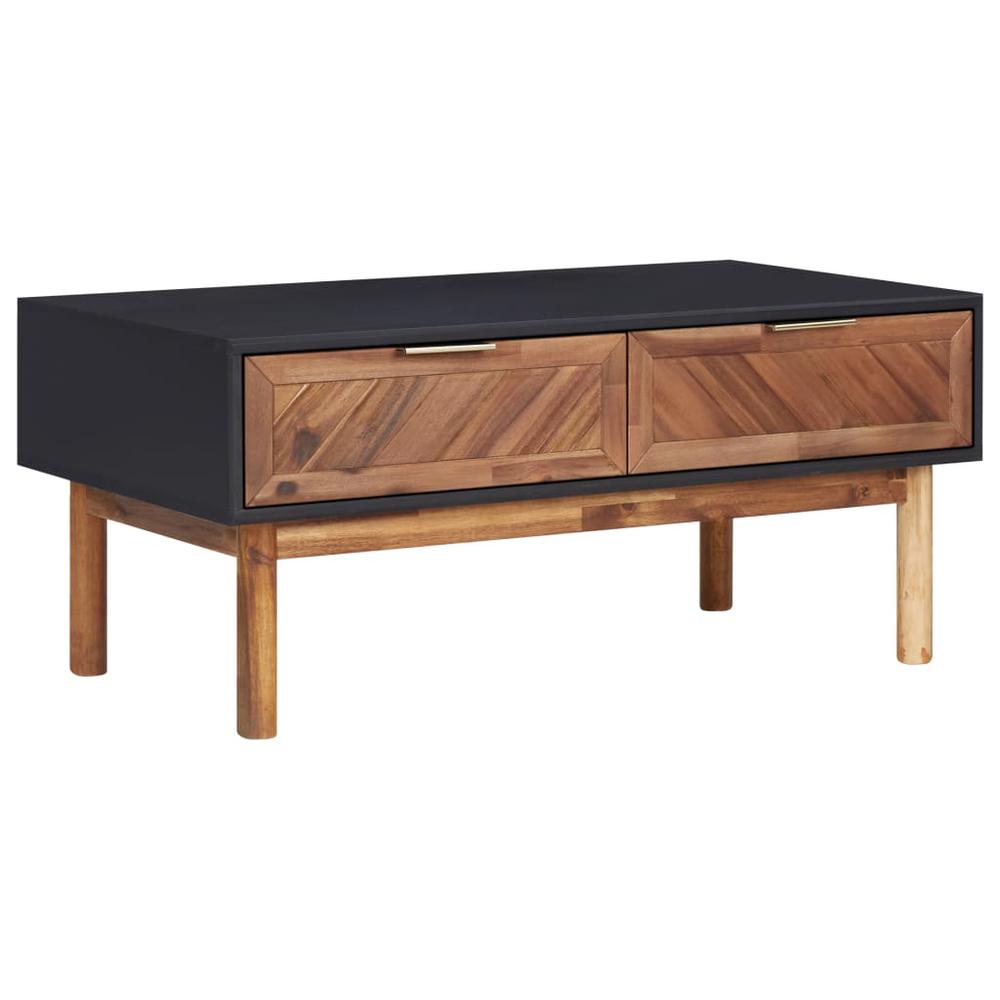 vidaXL Coffee Table 35.4"x19.7"x15.7" Solid Acacia Wood and MDF, 289908. Picture 1