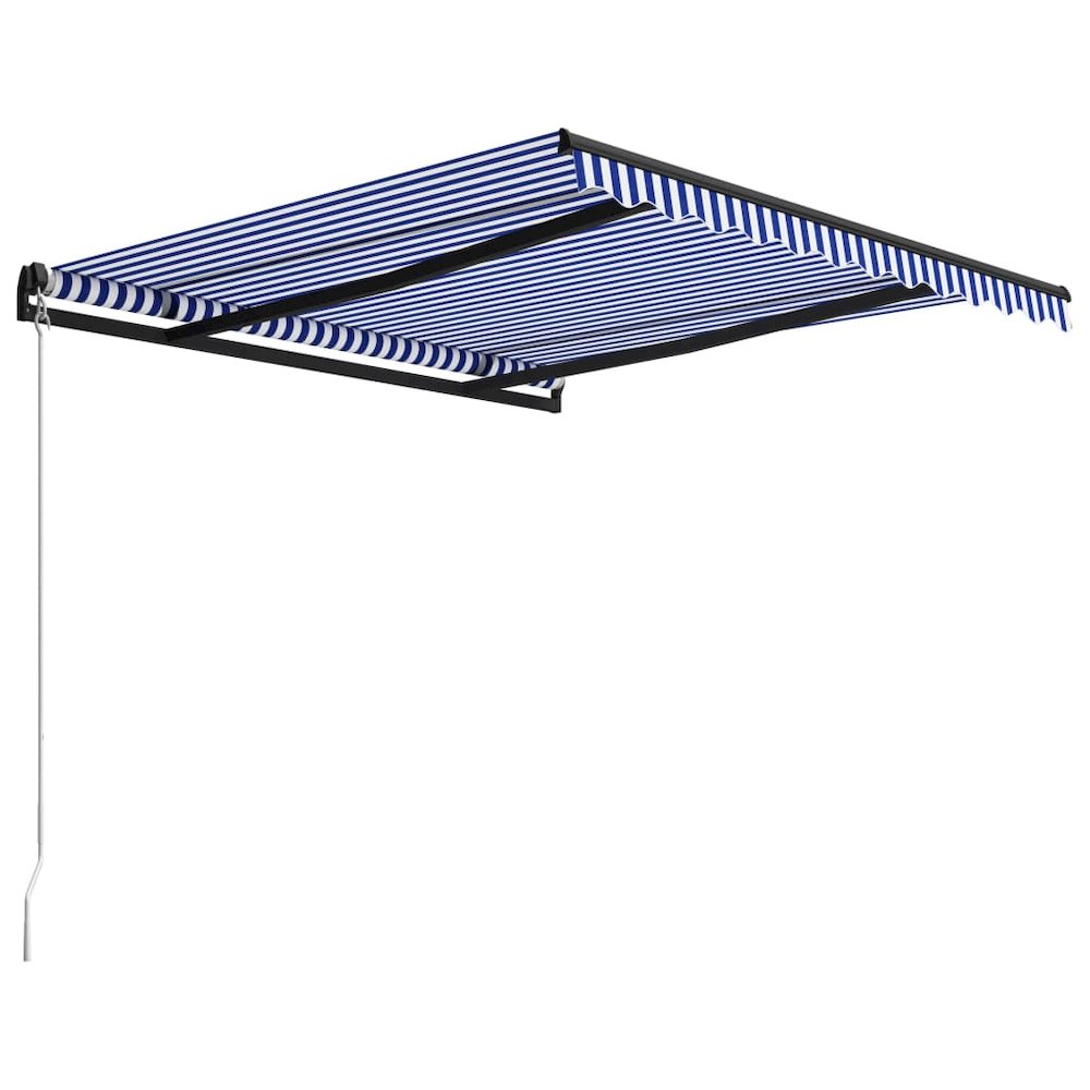 Manual Retractable Awning 118.1"x98.4" Blue and White. Picture 3