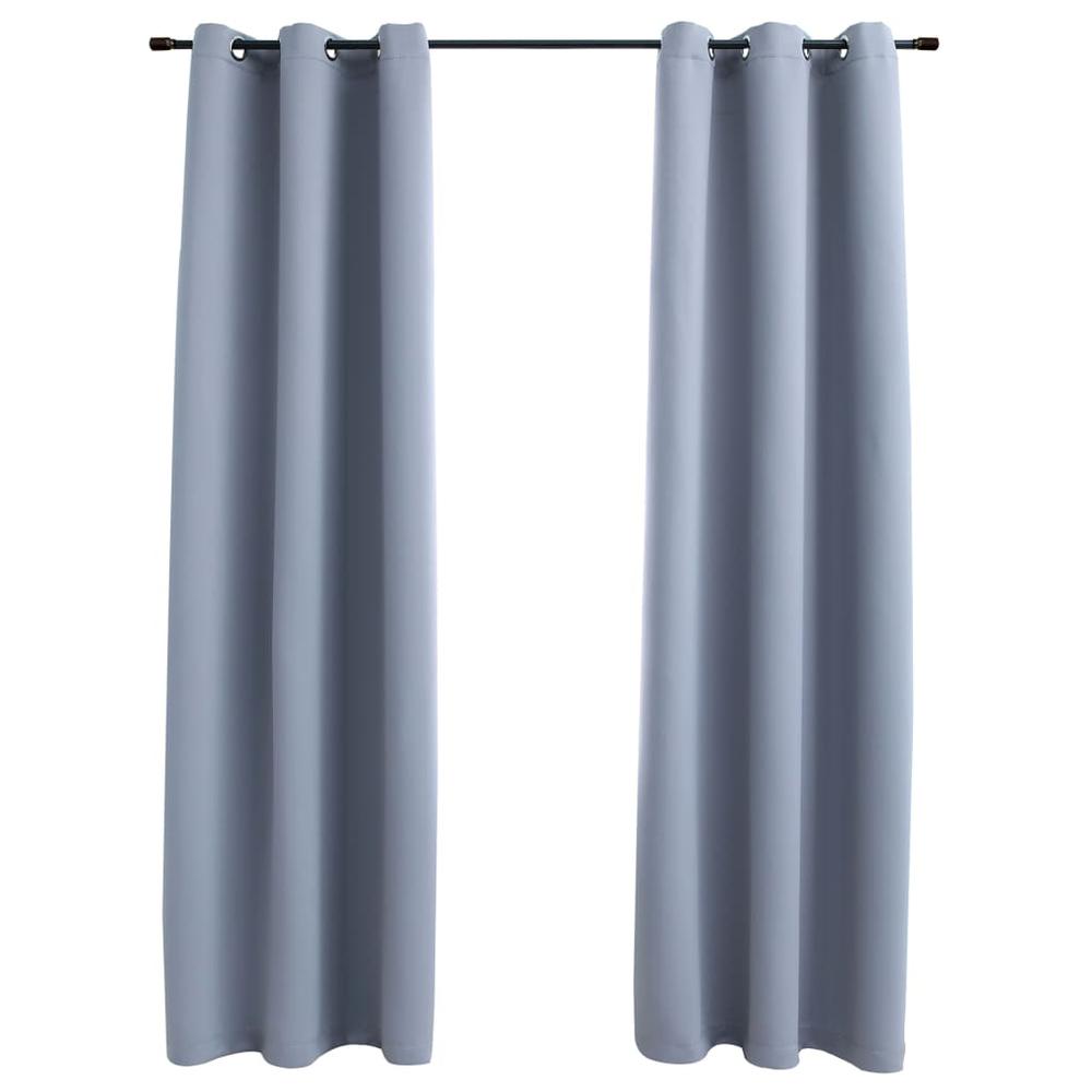 vidaXL Blackout Curtains with Rings 2 pcs Gray 37"x84" Fabric, 134847. The main picture.