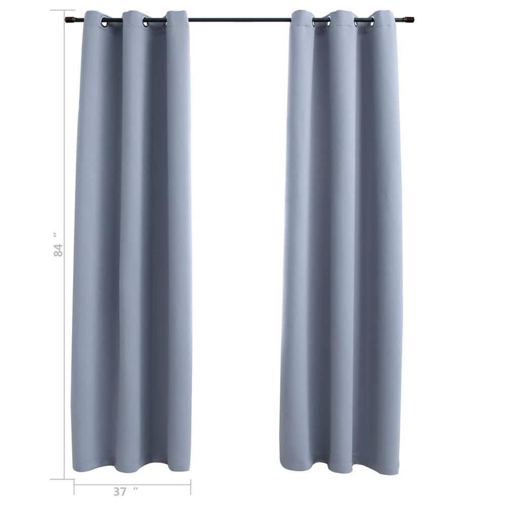 vidaXL Blackout Curtains with Rings 2 pcs Gray 37"x84" Fabric, 134847. Picture 4
