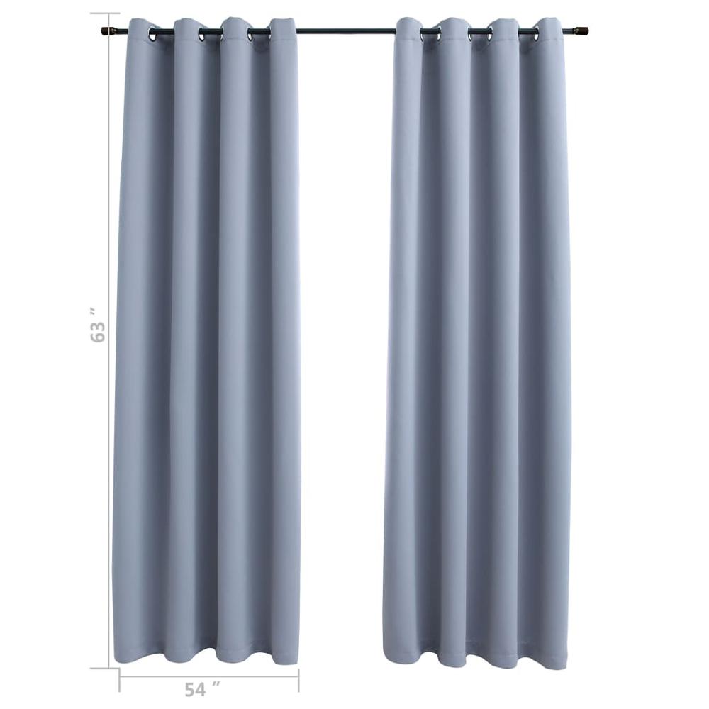 vidaXL Blackout Curtains with Rings 2 pcs Gray 54"x63" Fabric, 134849. Picture 5