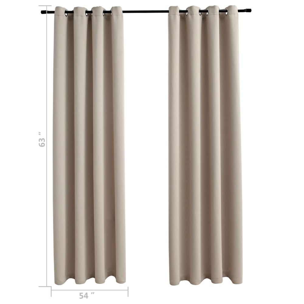 vidaXL Blackout Curtains with Rings 2 pcs Beige 54"x63" Fabric, 134855. Picture 5
