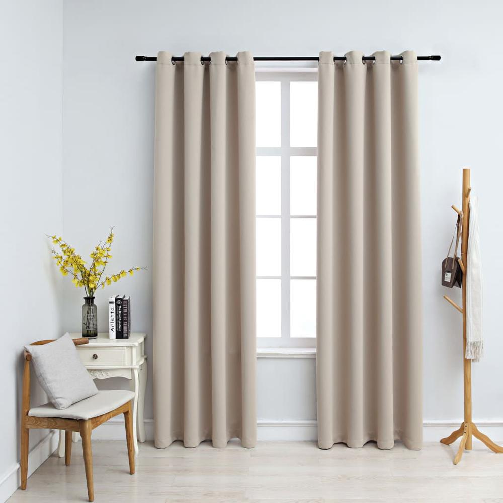 vidaXL Blackout Curtains with Rings 2 pcs Beige 54"x63" Fabric, 134855. The main picture.