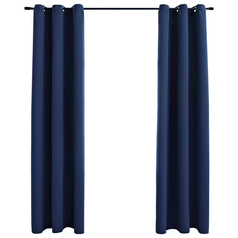 vidaXL Blackout Curtains with Rings 2 pcs Navy Blue 37"x63" Fabric, 134858. Picture 1